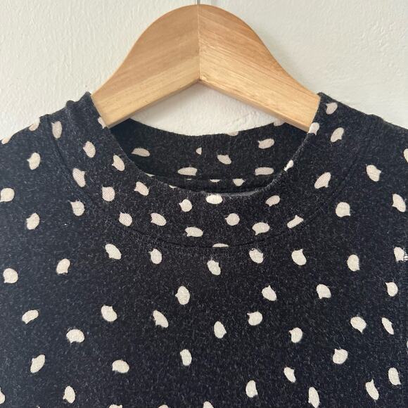 Anthropologie Maeve Lilt Polka Dot Black Cream Mock Neck Swing Dress Size Small - Picture 4 of 11